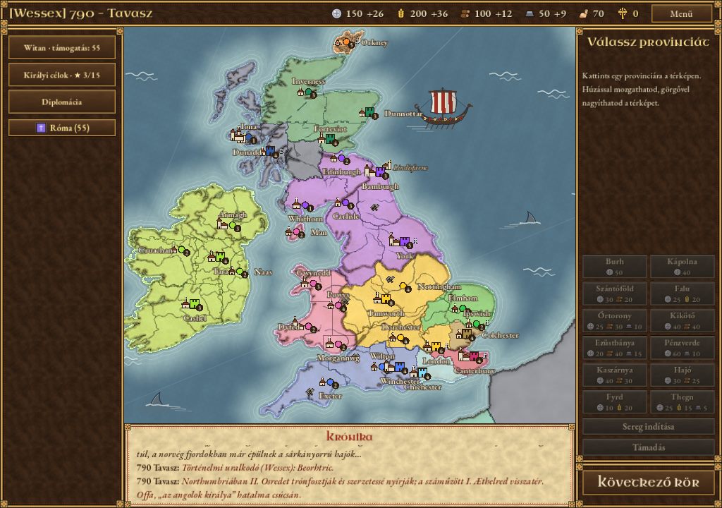 Heptarchia – a Brit-szigetek térképe 790-ben